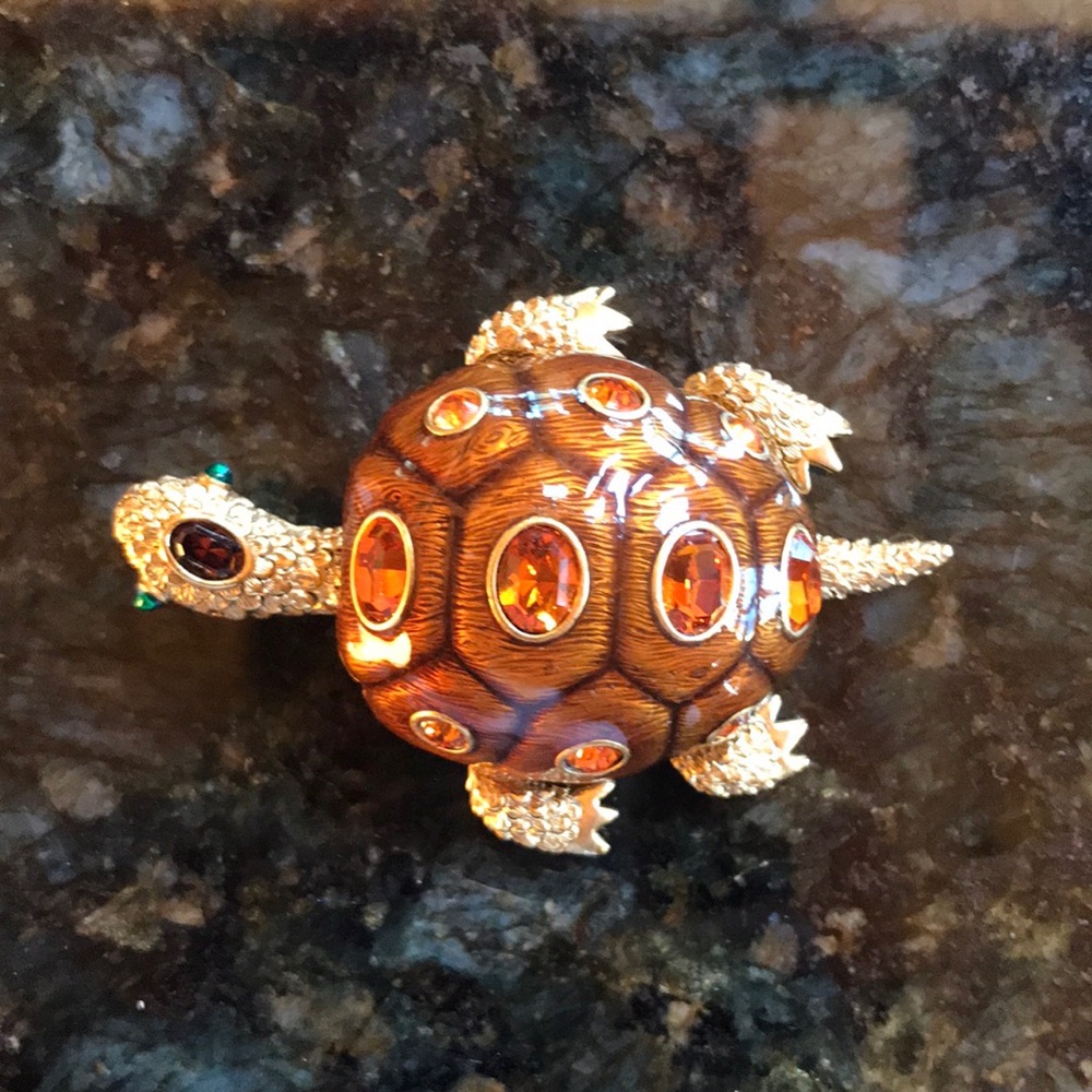 Large Enamel Turtle Pin Brooch
